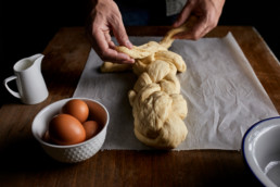 Bread dough being plaited