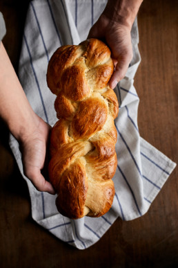 Freshly baked braided bread